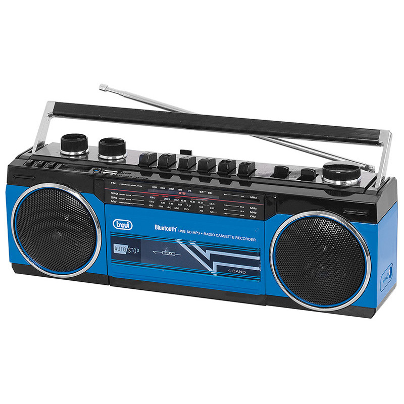 Radio Registratore Portatile USB SD Bluetooth Cassetta Trevi RR 501 BT Blu