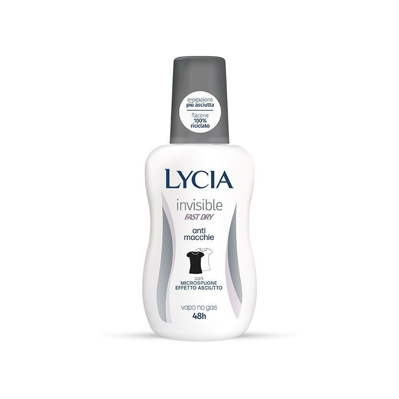 LYCIA INVISIBLE FAST DRY ANTI MACCHIE DEODORANTE VAPO CON MICROSPUGNE EFFETTO ASCIUTTO PROTEZIONE 48H 75 ML.