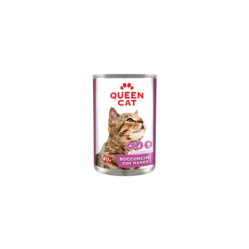 QUEEN CAT BOCCONCINI DI MANZO PER GATTI IN LATTINA 415 GR.