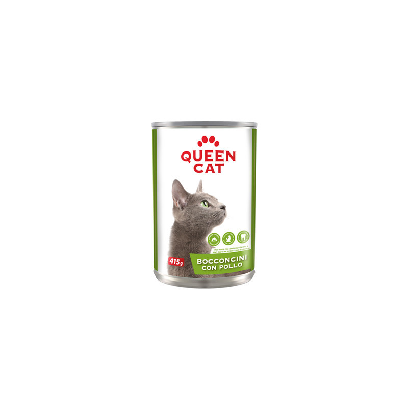 QUEEN CAT BOCCONCINI DI POLLO PER GATTI IN LATTINA 415 GR.