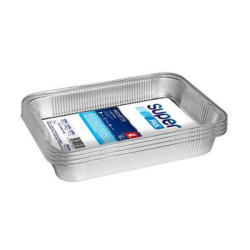 SUPER PAK VASCHETTE 2 PORZIONI IN ALLUMINIO SENZA COPERCHIO 4 PEZZI