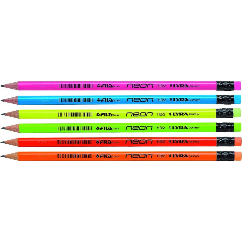 LYRA MATITA GRAFITE HB/2 CON FUSTO FLUORESCENTE E GOMMA