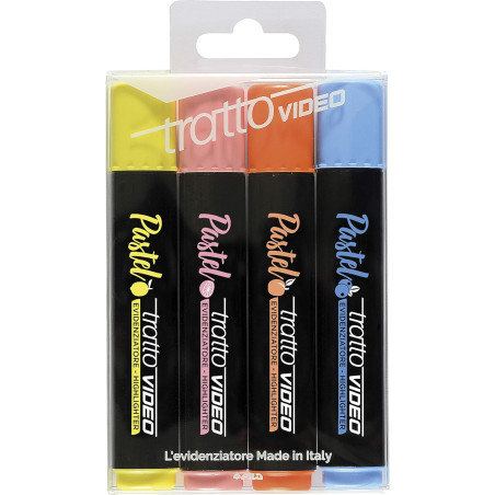 TRATTO EVIDENZIATORI PASTELLO (GIALLO, ROSA, BLU E ARANCIONE) - PUNTA 1/5MM - 4 PEZZI