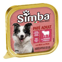 SIMBA DOG PATÉ PER CANI ADULTI CON MANZO E PISELLI COTTO AL VAPORE IN VASCHETTA 300 GR.