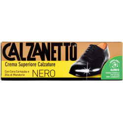 CALZANETTO CREMA SUPERIORE PER CALZATURE NERO CON CERA CARNAUBA E OLIO DI MANDORLE 50 ML.