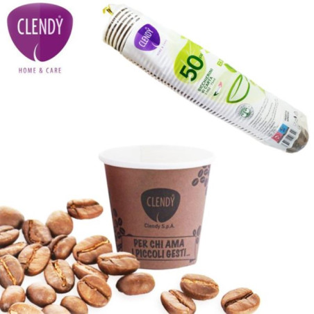 CLENDY BICCHIERINI DA CAFFÈ BIO 50 BICCHIERI DI CARTA