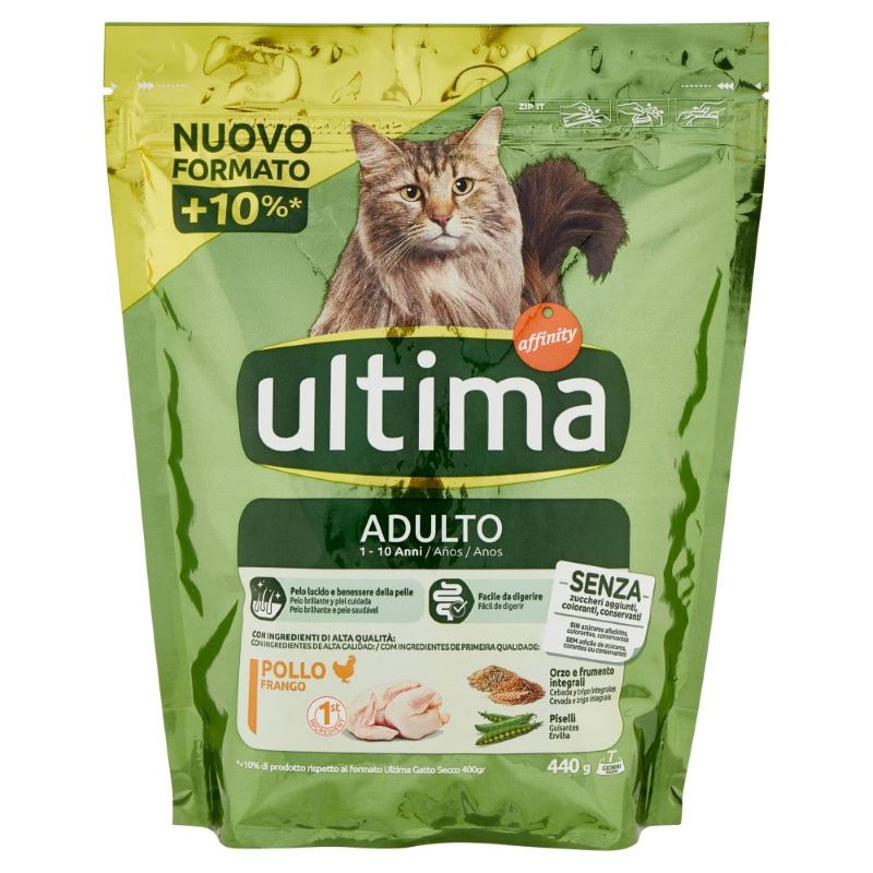ULTIMA CROCCHETTE PER GATTI ADULTI CON POLLO, ORZO E FRUMENTO INTEGRALI 440 GR.
