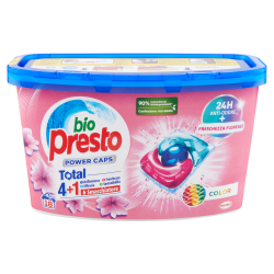 BIO PRESTO POWER CAPS TOTAL 4+1 COLOR FRESCHEZZA FLOREALE CAPSULE PER IL BUCATO 18 LAVAGGI