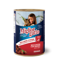MIGLIOR GATTO BOCCONCINI CON MANZO WELLNESS SYSTEM 405 GR.
