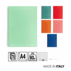 PIGNA MONOCROMO QUADERNO MAXI SPIRALE A QUADRETTI SENZA MARGINI 5MM