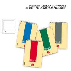PIGNASTYL BLOCK NOTES A SPIRALE A4 A RIGHE SENZA MARGINI 1R 60 FOGLI 21x29.7 CM.