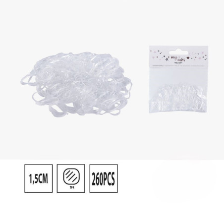 ELASTICI PER CAPELLI TRASPARENTI 1.5CM - 260PZ