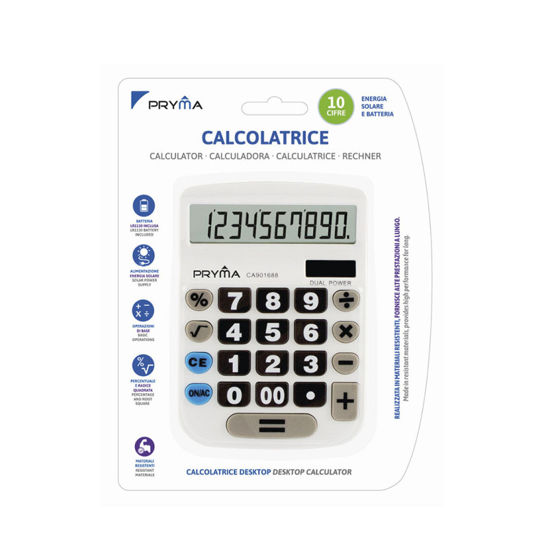 CALCOLATRICE 10 CIFRE 155x105x22MM - BIANCA