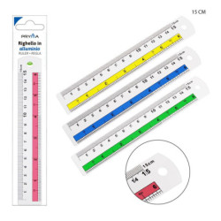 RIGHELLO ALLUMINIO 15CM CON BANDA COLORATA