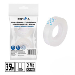 NASTRO ADESIVO TRASPARENTE 12MMx33M+2M OMAGGIO 2PZ