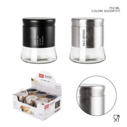 BARATTOLO PER SALE GROSSO DA CUCINA COLORI ASSORTITI 750 ML.