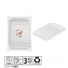 VASSOIO RETTANGOLARE COMPOSTABILE BIANCO IN CARTA 18.5x27 CM. - 3 PEZZI