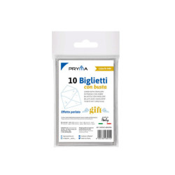 BIGLIETTO CON BUSTA EFFETTO ARGENTO PERLATO 11x7 CM - 10 PEZZI