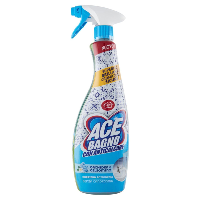 ACE SPRAY SGRASSATORE BAGNO CON ANTICALCARE SENZA CANDEGGINA ORCHIDEA E GELSOMINO 600 ML.