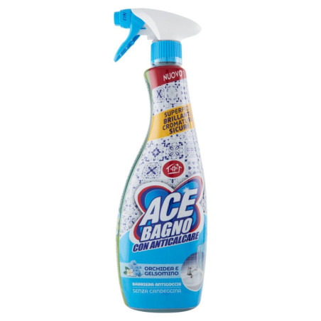 ACE SPRAY SGRASSATORE BAGNO CON ANTICALCARE SENZA CANDEGGINA ORCHIDEA E GELSOMINO 600 ML.