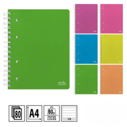 QUADERNO A SPIRALE FORMATO A4 1R COPERTINA E FOGLI FORATI - COLORI FLUO