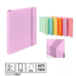 CARTELLA PORTADOCUMENTI CON ELASTICO PIATTO COLORE PASTELLO 25x34 CM - DORSO 3 CM