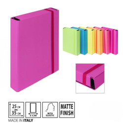 CARTELLA PORTADOCUMENTI CON ELASTICO PIATTO COLORE FLUO 25x34 CM - DORSO 5 CM