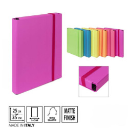CARTELLA PORTADOCUMENTI CON ELASTICO PIATTO COLORE FLUO 25x34 CM - DORSO 3 CM