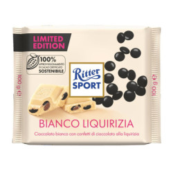 RITTER SPORT TAVOLETTA DI CIOCCOLATO BIANCO CON GOCCE DI LIQUIRIZIA 100 GR.