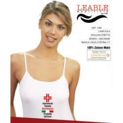 Canottiera in cotone spalla stretta con pizzo Leable 1405 Tg.7