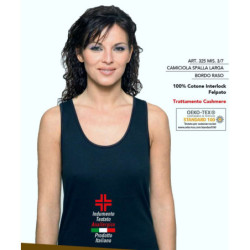 Canottiera donna a spalla larga in cotone interlock felpato Leable 325