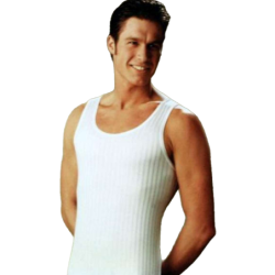 Canotta uomo spalla larga filo di scozia scarto ago Gicipi 281 Bianco tg 3-7