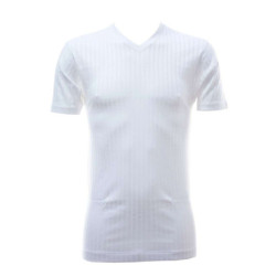 Maglia intima uomo scollo a v filo di scozia scarto ago Gicipi 281 Bianco Tg.8