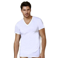 T-SHIRT UOMO IN PURO COTONE SCOLLO A V OLTREMARE 514