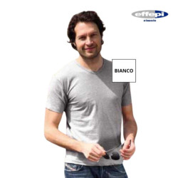 T-shirt unisex in cotone con scavo a V Effepi 864 BIANCO