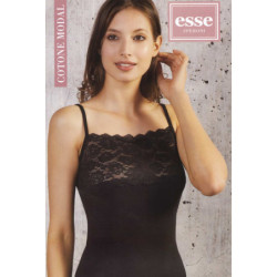 Canottiera donna a spallina stretta in cotone modal con balza di pizzo Esse Speroni 1703 