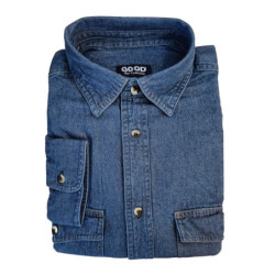 CAMICIA UOMO JEANS DENIM A MANICA LUNGA GOOD 301