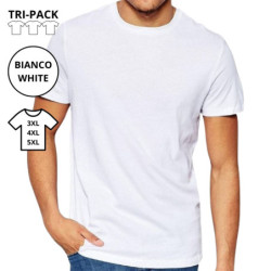 T-SHIRT UNISEX JERSEY COTONE MAP 3001OVER 3XL-5XL BIANCO (3-PACK)