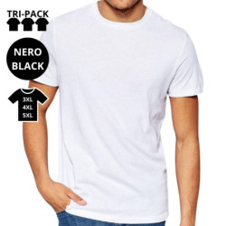 T-SHIRT UNISEX JERSEY COTONE MAP 3001OVER 3XL-5XL NERO (3-PACK)
