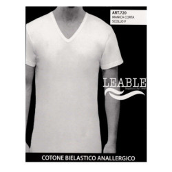 T-shirt uomo in cotone bi-elastico a V Leable 720