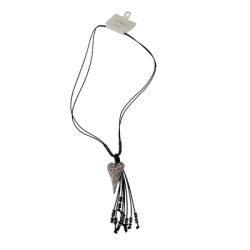 SHAKLY COLLANA NERA CON CUORE SILVER EFFETTO MARTELLATO