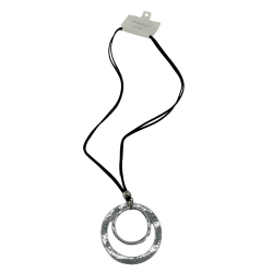 SHAKLY COLLANA IN CORDA CON PENDENTE TONDO SILVER