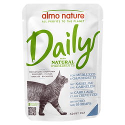 ALMO NATURE DAILY CATS: MERLUZZO E GAMBERETTI 70 GR.