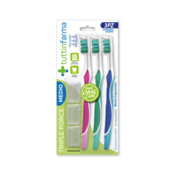 TUTTINFARMA SPAZZOLINI TRIPLE FORCE CONFEZIONE SCORTA DA TRE SPAZZOLINI