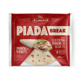 ALIMENTA PIADA BREAK CON OLIO EXTRA VERGINE DI OLIVA PRONTA IN 1 MINUTO 3 PEZZI 225 GR.