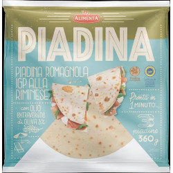 ALIMENTA PIADINA ROMAGNOLA IGP ALLA RIMINESE CON OLIO EXTRAVERGINE DI OLIVA PRONTA IN 1 MINUTO 3 PEZZI 360 GR.