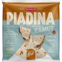 ALIMENTA PIADINA BIOLOGICA CON FARINA DI KAMUT SENZA GRASSI ANIMALI 3 PEZZI 300 GR.