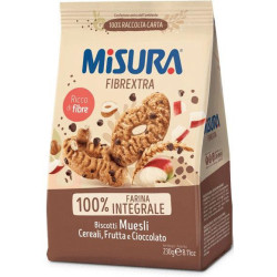 MISURA FIBREXTRA BISCOTTI MUESLI CON CEREALI, FRUTTA E CIOCCOLATO 230 GR.