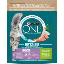 PURINA ONE BIFENSIS DELICATE CROCCANTINI PER GATTO CON TACCHINO 800 GR.