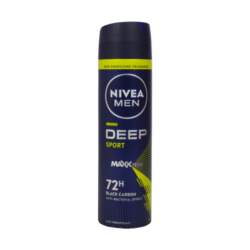 NIVEA MEN DEODORANTE DEEP SPORT BLACK CARBON 72H 150 ML.